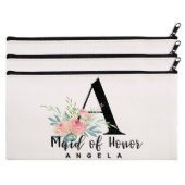 Set of 3 Pink Roses Floral Canvas Cosmetic Bags (Set)