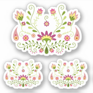 Set of 3 Pink Traditional Mexican Floral Sticker