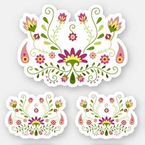 Set of 3 Pink Traditional Mexican Floral Sticker