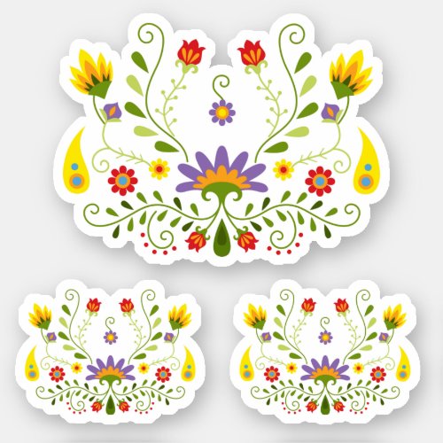 Set of 3 Purple Traditional Mexican Floral Sticker