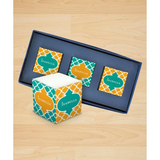 Set of 3 Quatrefoil Self Stick Mini Memo Cubes (Front)