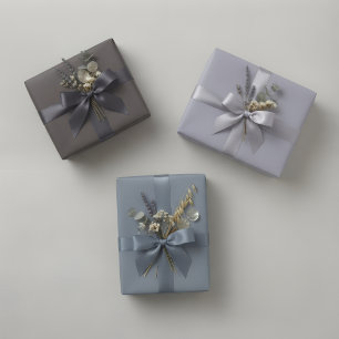 Set of 3 Solid Color Wrapping Paper Minimal Gift