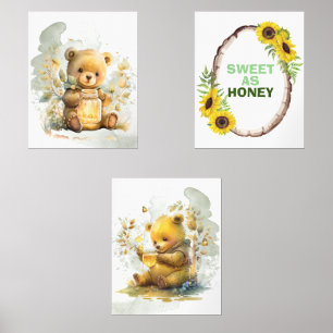 Set of 3 Sweet As Honey Wall Art, Baby Nursery