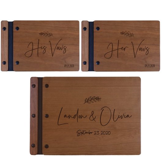 Set of 3 Sweet Cherry Wedding Vow Guest Books (Front)