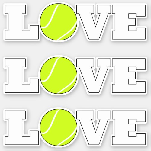 Set of 3 Tennis LOVE Fun Sports Player Decorative Sticker