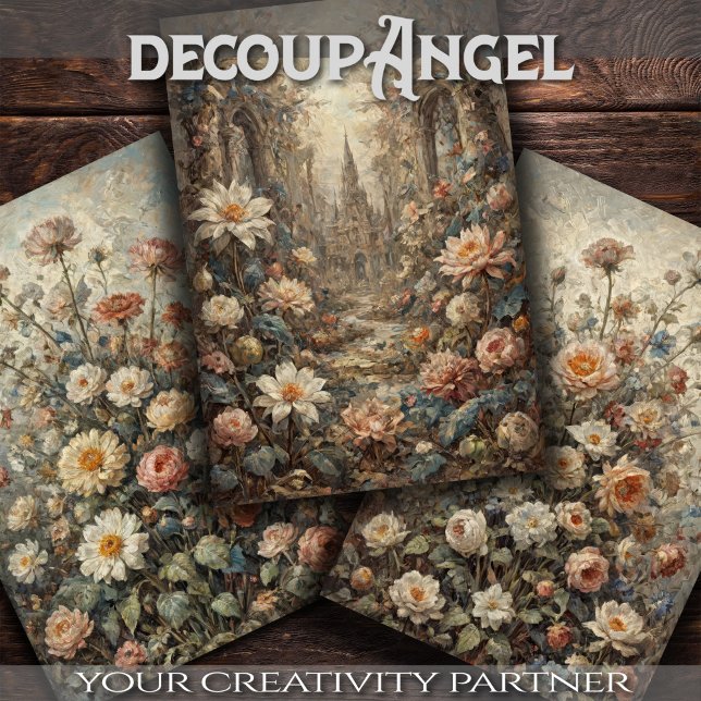 Set of 3 - Timeless Flower Beauty - Decoupage - Wrapping Paper Sheets (Creator Uploaded)