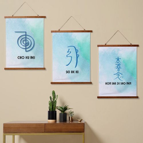 Set of 3 Usui Reiki Symbols_CKR SHK  HSZSN Hanging Tapestry