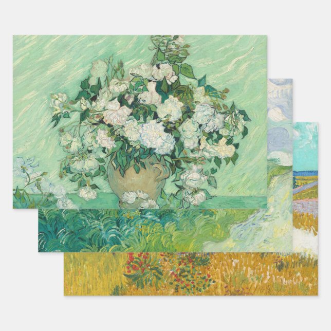 Set of 3 Van Gogh Paintings Christmas Wrapping Paper Sheets (Set)