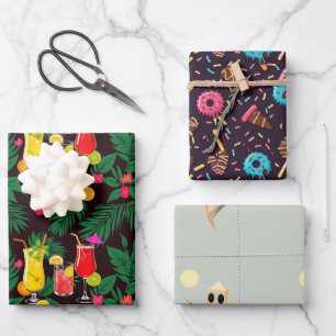 Set of 3 Wrapping Papers – Tropical Fun Paper Sheets