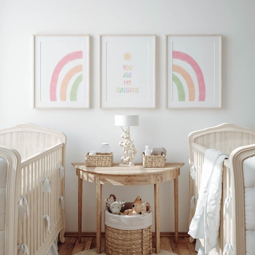 Set of 3 you are my sunshine with rainbow print