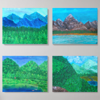 Set of 4 Acrylic Landscape 16x20 phototiles Photo Tile