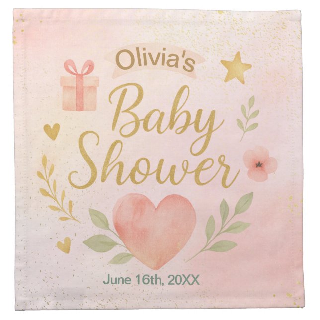 Set of 4 Baby Shower Cloth Napkins – Custom Name   (Front)