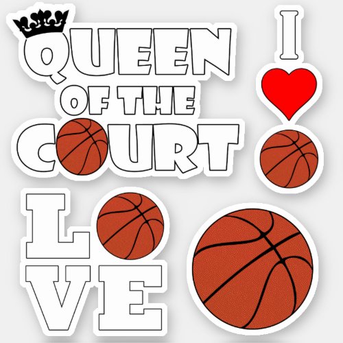 Set of 4 Basketball Players Sports Lovers Contour Sticker