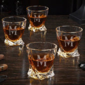 Set Of 4 Beautiful Twist Whiskey Glasses (Front)