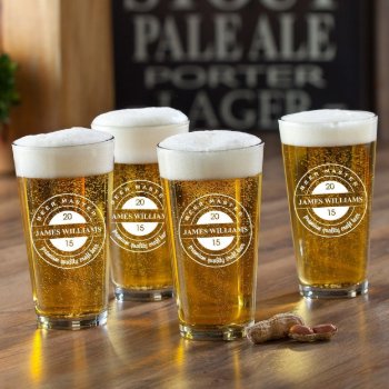 Set Of 4 Beer Master Label Pint 16 Oz. Glasses by jdsmarketing at Zazzle