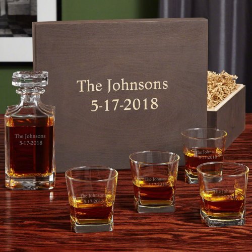 Set Of 4 Carson Decanter And Whiskey Glasses