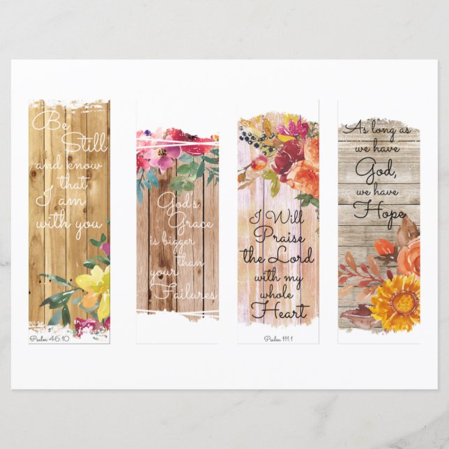 Set of 4 Christian Theme Bookmarks (Front)