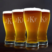 Set of 4 Classic Monogram Pilsner Beer Glasses (Front)