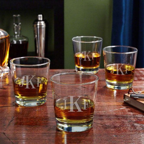 Set of 4 Classic Monogram Whiskey Glasses