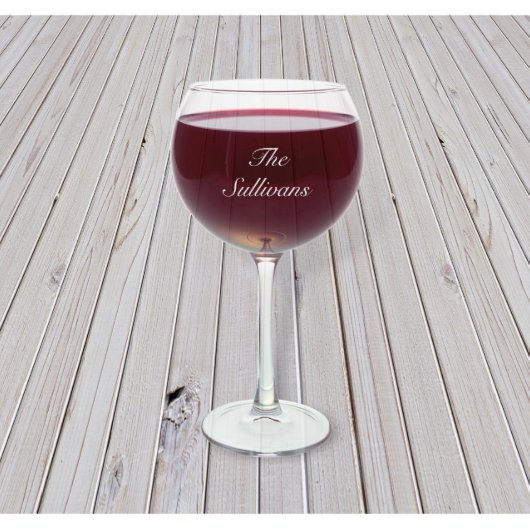 Set of 4 Elegant Engraved 19 oz. Red Wine Glasses  (Front)