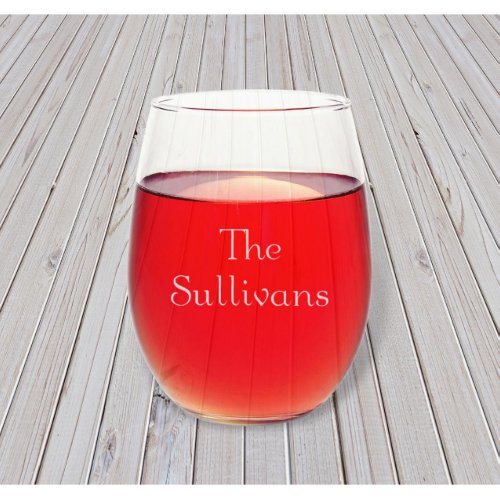 Set Of 4 Elegant Engraved Stemless Wine Glasses 