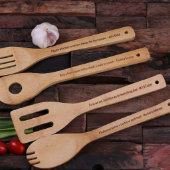 Set of 4 Engraved Bamboo Wood Kitchen Utensils (Front)