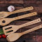 Set of 4 Engraved Bamboo Wood Kitchen Utensils