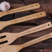 Set of 4 Engraved Bamboo Wood Kitchen Utensils (Front)