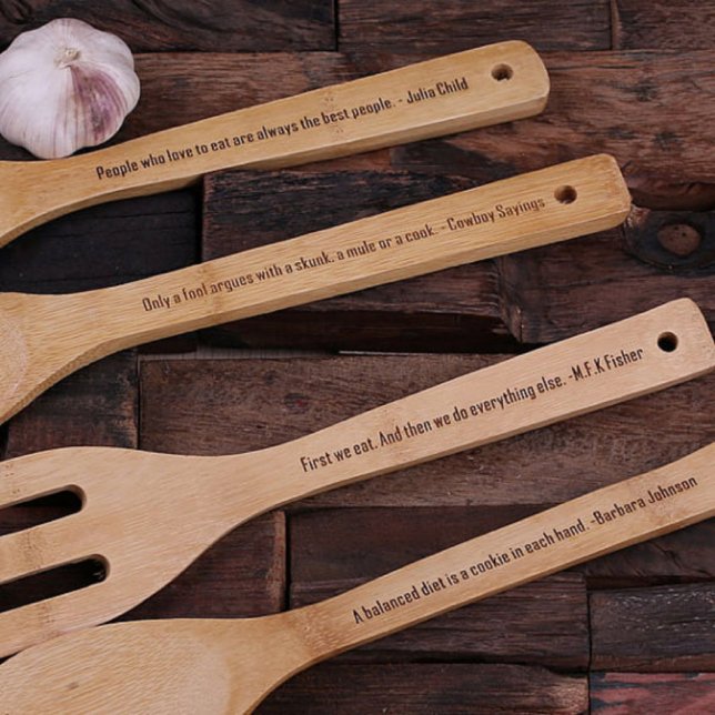 Personalised Bamboo Kitchen Utensils