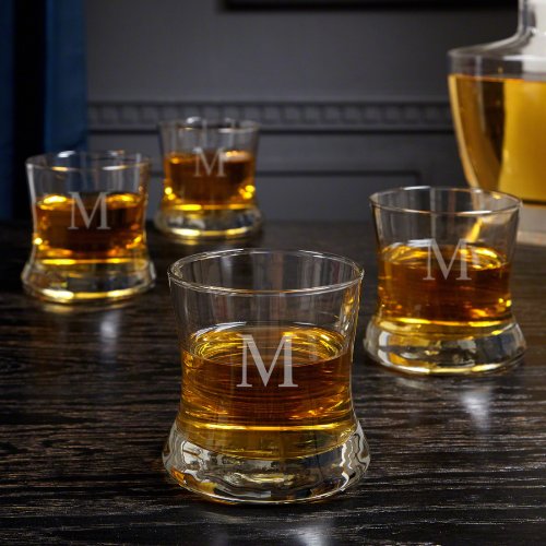 Set of 4 Engraved Clooney Whiskey Glasses