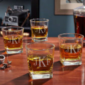 Set of 4 Engraved Rutherford Whiskey Glasses (Front)