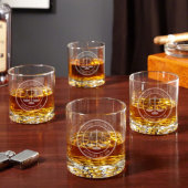Set of 4 Engraved Scales of Justice Whiskey Glass (Front)