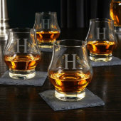Set of 4 Engraved Wescott Double Whiskey Glasses (Front)