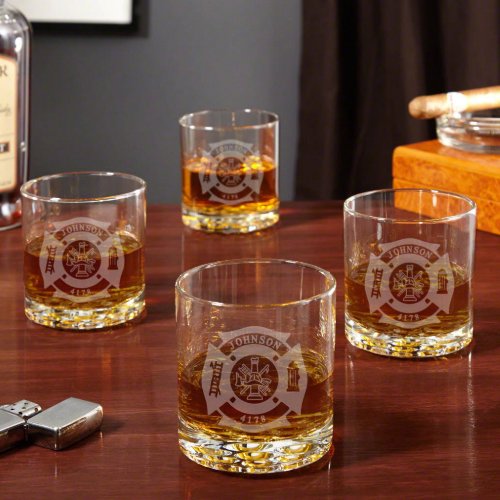 Set of 4 Fire  Rescue Buckman Whiskey Glasses