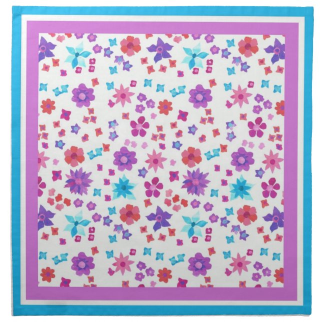 Set of 4 Flower-Power Table Napkins or Serviettes (Front)