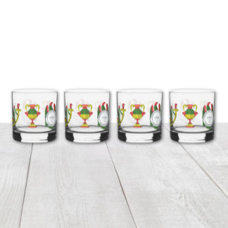 Set of 4 Italian Aces Whiskey Rocks Glasses