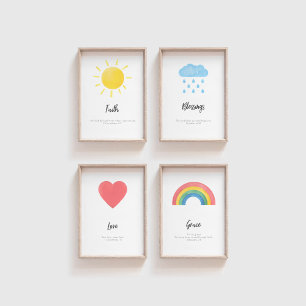 Set of 4 kids bible verse wall art