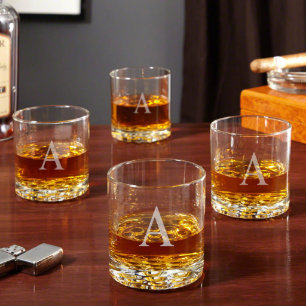 Set of 4 Monogram Buckman Whiskey Glasses