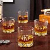Set Of 4 Monogram Buckman Whiskey Glasses (Front)