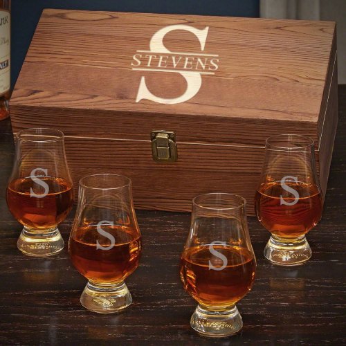 Set of 4 Monogram Glencarin Whiskey Glasses