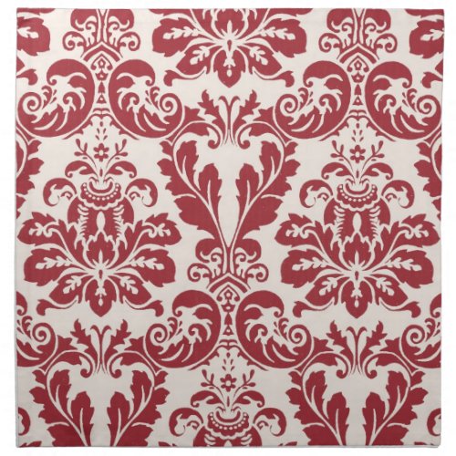 Set of 4 napkinsred and white damask cloth napkin