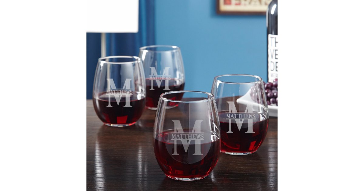 Oakmont Engraved Stemless Wine Glasses, Size: One Size