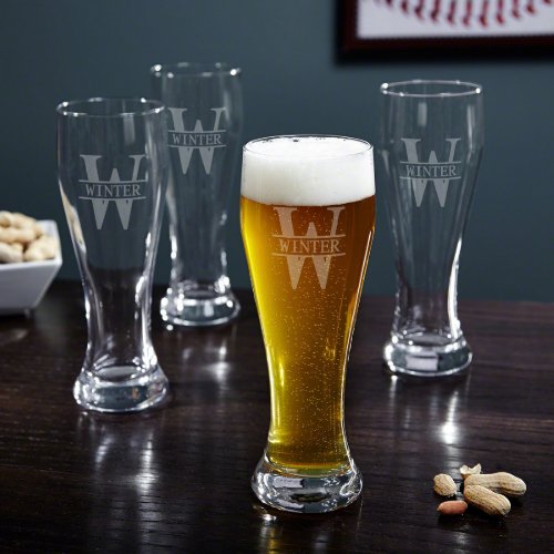 Set of 4 Oakmont Engraved Tall Beer Glass 