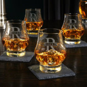 Set of 4 Oakmont Engraved Wescott Whiskey Glasses (Front)