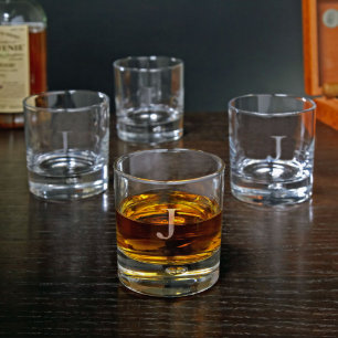 Set of 4 Old-Fashioned Bryne Whiskey Glasses