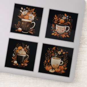 Set of 4 Pumpkin Spiced Latte Vinyl Stickers
