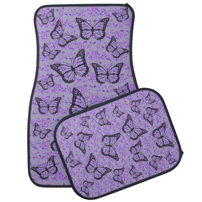 set of 4 purple butterflies design car floor mat (Set)