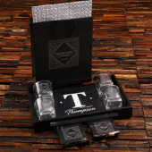 Set of 4 Rocks Glasses w/ Stylish Marble Coasters  (Front)