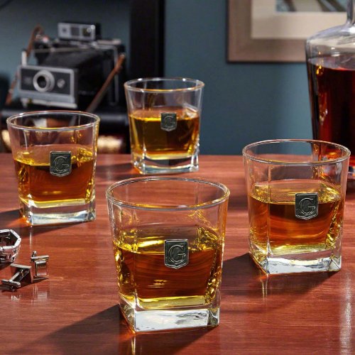 Set of 4 Rutherford Regal Crest Whiskey Glasses