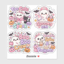 Set of 4 Spooky Cute RN Halloween Ghost Nurse
